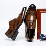 Mens Dress Shoes Wholesale Custom High Quality Italian Black Oxford Brogue Business Casual Genuine Leather Dress Shoes Men