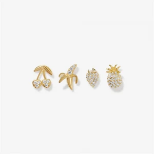 Mini Fruit Earrings for Women 2021 Jewelry Banana Cherry Apple Strawberry Pineapple crystal Stud Earrings for woman