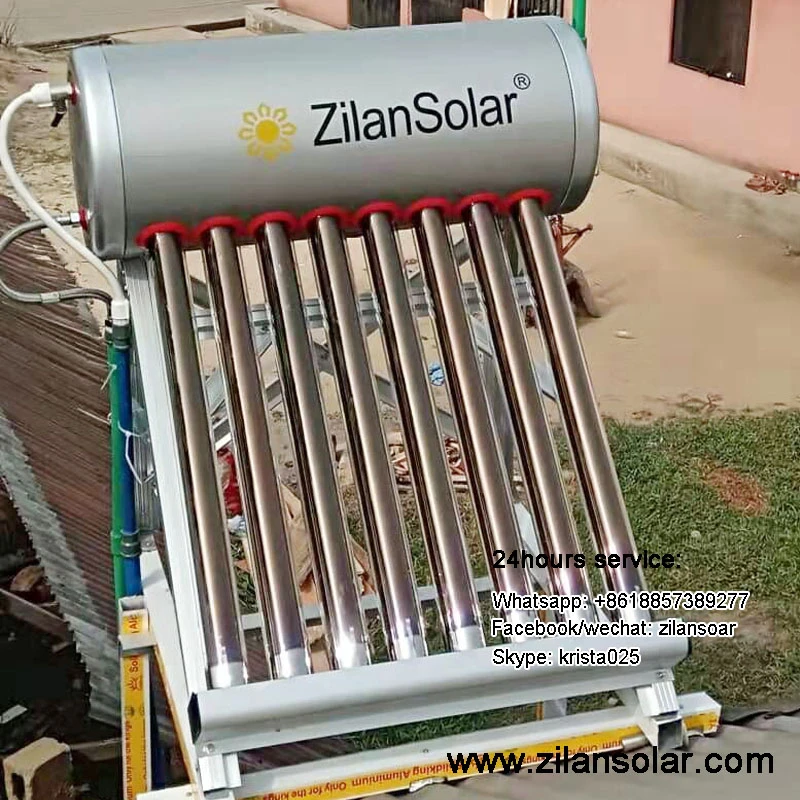 Mini solar water heaters used in African homes