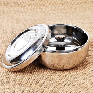 Mirror Polish Stainless Steel Shaving Soap Bowl Round with Lid
