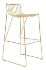 modern design luxury plating metal iron wire mesh high bar chair copper gold barstool furniture for sale