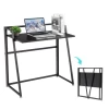 Modern Office Furniture Easy Assembly Folding Stable Support Structure Wooden Textured Table Top PC Office Home Computer Desk
