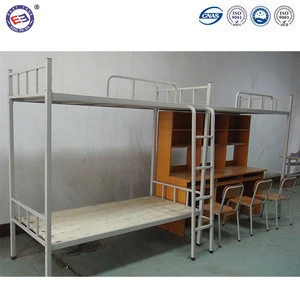 Modern school furniture simple design wooden bed dormitory metal bunk bed with desk