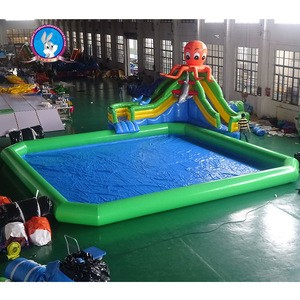 movable octopus inflatable water play equipment pool inflatable water park slide on land