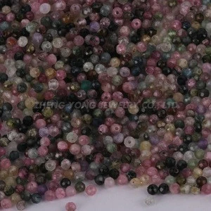 Multi Precious Stone Bead, Natural Stone Tourlmaline Bead, Faceted Round Beads