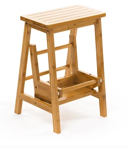 Multifunctional Foldable bamboo Step Stool and ladder