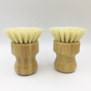 Natural Cleaning Scrub Brush for Cast Iron Skillet Pots Pans - Made of 100% Bamboo Handle and Coconut Bristles
