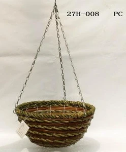 Natural plant material round wall hanging basket for sale