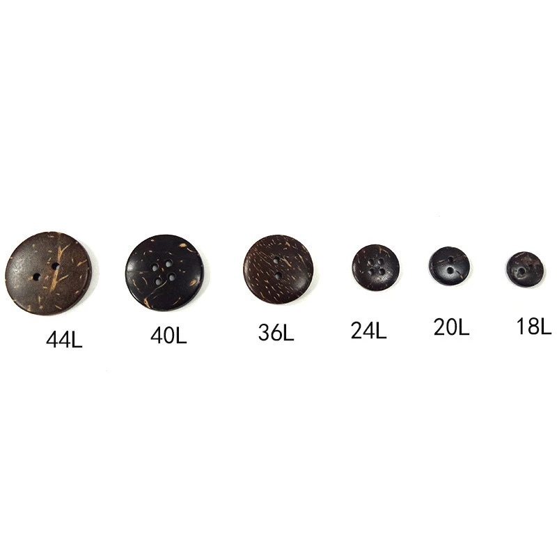 Natural Style round wood coconut buttons Garment Decoration 4 Holes natural shirt button Brown Coconut Button