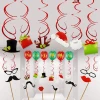 New 15pcs Merry Christmas Colorful Hanging Decorations Christmas Beard Glass Box Hat Xmas Decor Party Supplies