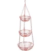 New Arrival 3 Tier Rose Gold Finish Metal Wire Mesh Hanging Fruit Basket