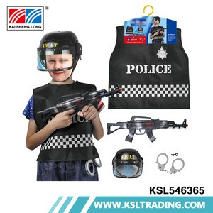 New arrival party clothes kids police costume with gun and helmet