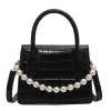 New arrival pearl handle gradient color stone pattern women hand bag pu leather ladies shoulder handbag 2022 purse