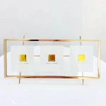 New Arrivals Creative Metal Transparent Double Glass Picture Photo Frames With  Iron Easel