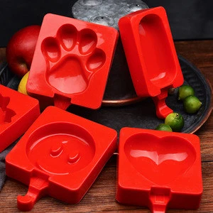 New Cartoon DIY Heart Foot Smile Shape Popsicle Molds Ice Tray Cube Tools Frozen Popsicle Maker Hold Silicone Ice Cream Mold