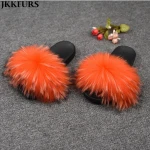 New Design Slides Top Quality  Women Fur Sandals Big Fluffy Fur Slippers