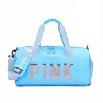 New Fashion Pink Letter Large Capacity Sport Gym Outdoor Luggage Travel Bags Duffel Bag With Shoe Compartment