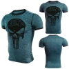 new men skull compression set clothes mma rashgard male gym t-shirt sport tights fitness pants bodybuilding t-shirt running suit