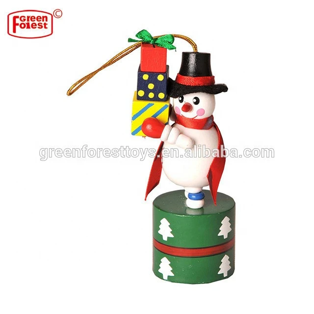 New Popular Birch Wood Push Up Toys EN-71 Qualified Wooden Snowman Kit Wooden Christmas Toy