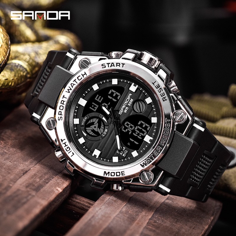 New SANDA Sports Men&#x27;s Watches Top Brand Luxury Military Quartz Watch Men Waterproof S Shock Clock relogio masculino