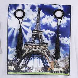 New style Eiffel Tower applique machine made digital printing transfer
