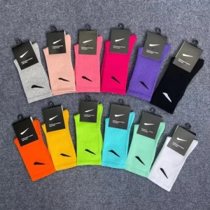 New Trend High Quality Custom Logo Branded Mens Cotton Socks Colorful Unisex Adult Sports N K Socks
