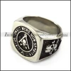 Newest Design Silver Engraved Masonic Signet Ring with Toxic Skull Pattern