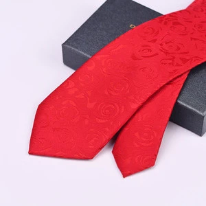 Newest High Quality Classic Cravate Paisley Pattern Jacquard Red Color Ties Custom Logo