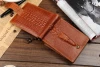 newest models, high-quality, mens Genuine Leather, short section, dark button,money clip purse wallet Crocodile pattern