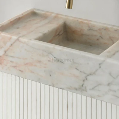 Newstar Bathroom Pedestal Sink Modern Bathroom Vanity Wash Basin Natural Marble Luxury Wash Basin Sink
