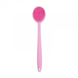 Non-slip long handle  silicone body shower brush Soft Bpa Free Scrubber Shower Massage brush