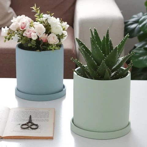 Nordic-style Morandi ceramic flower pot green plants china green cactus living room rond flower planter pot