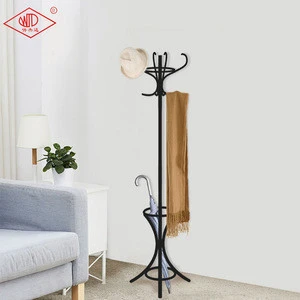 OEM decoration Bedroom Furniture Finishing Metal Paint pipe Floor Standing Hat Coat Clothes Rack industrial with Umbrella Stand