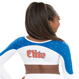 OEM new most popular products Spandex cheerleading uniform costumes embroidery rhinestones cheerleading uniforms