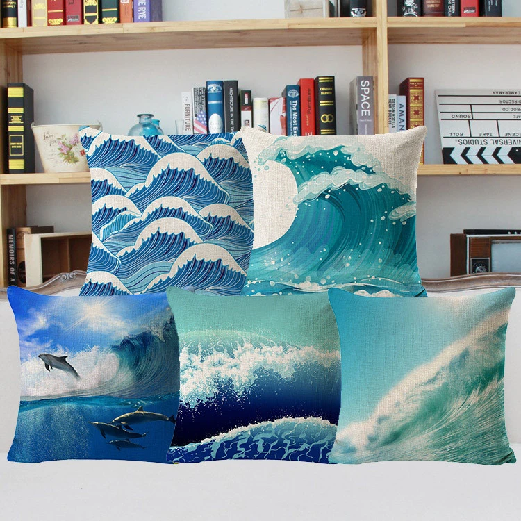 OEM Quality Marine Lighthouse Ocean Theme Factory Wholesale Nautical Coastal Cushion Indoor Pillow Case