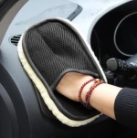 Online shopping waterproof imitation wool fiber washing dust removal gloves household car cleaning gloves