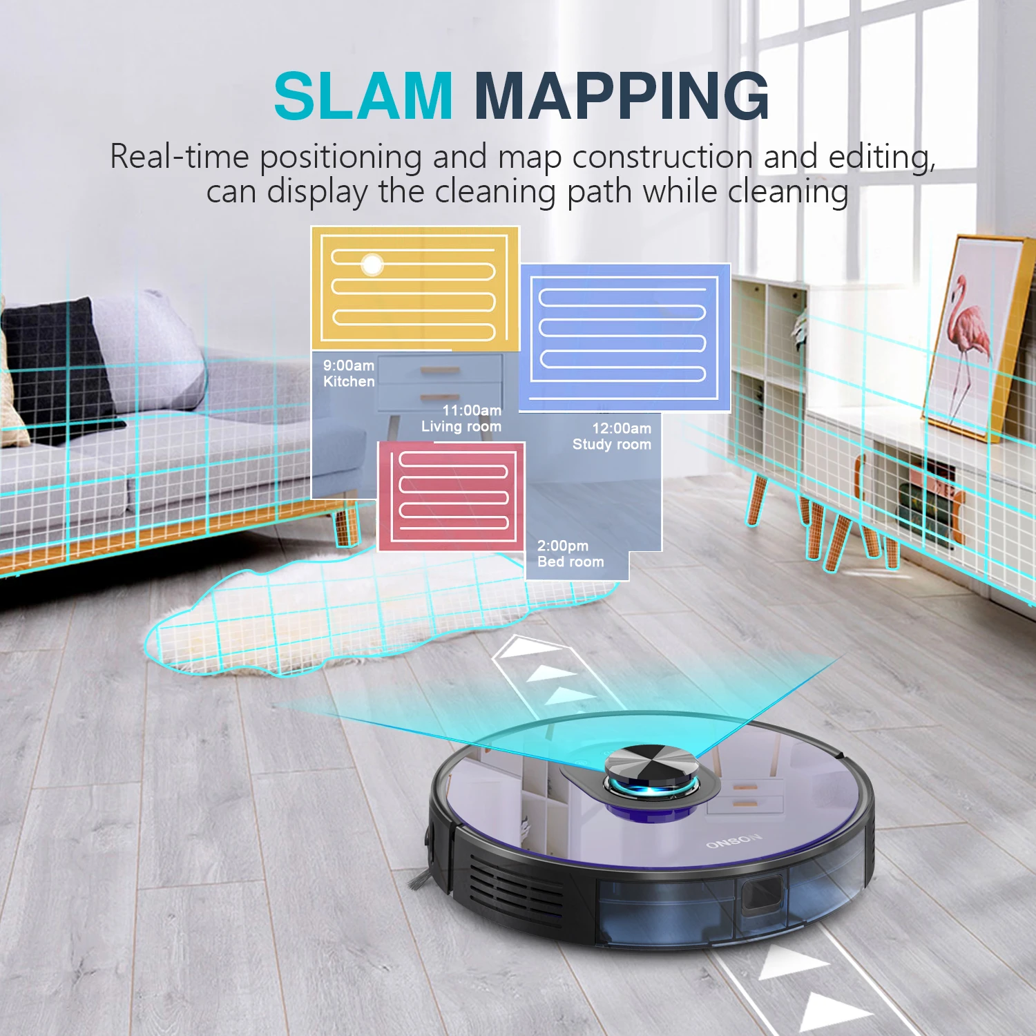 ONSON J30 High End Map Navigation Wifi 2700Pa Smart Intelligent Automatic Robot Vacuum Cleaner Laser