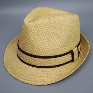 paper promotional hat men&#39;s cheap straw fedora hat