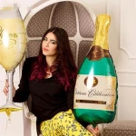 Party Decorations Suppliers Custom Self Inflatable Large Helium Foil Champagne Balloons