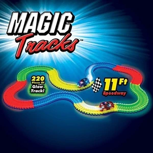 Plastic Luminous Toys LED Race Car Glow Track Car toys 220PCS