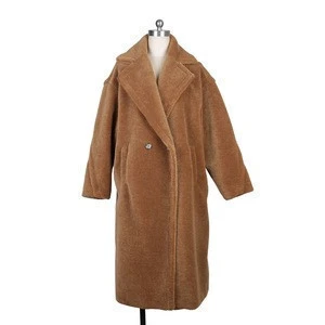 Plus size women winter clothing fur coat ladies wool coat with fur pockets