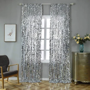 Popular Shimmer 4x6ft 18mm Silver Big Sequin Backdrop Curtain For Birthday Party Background Wedding Adult Party Drapes