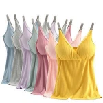 Pregnant Lactation Maternity Breastfeeding Women's Rib Cotton Nursing Camisole with Removable Pads