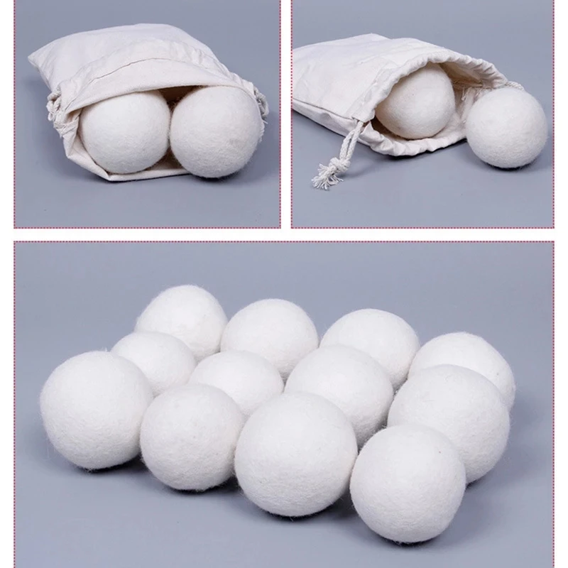 Premium Handmade Reusable Pure Organic Natural Fabric Softener Wool Felt Laundry Dryer-Balls