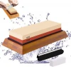 Premium Whetstone Sharpening Stone 2 Side -Whetstone Knife Sharpener with Flattening Stone &amp; NonSlip Rubber Base