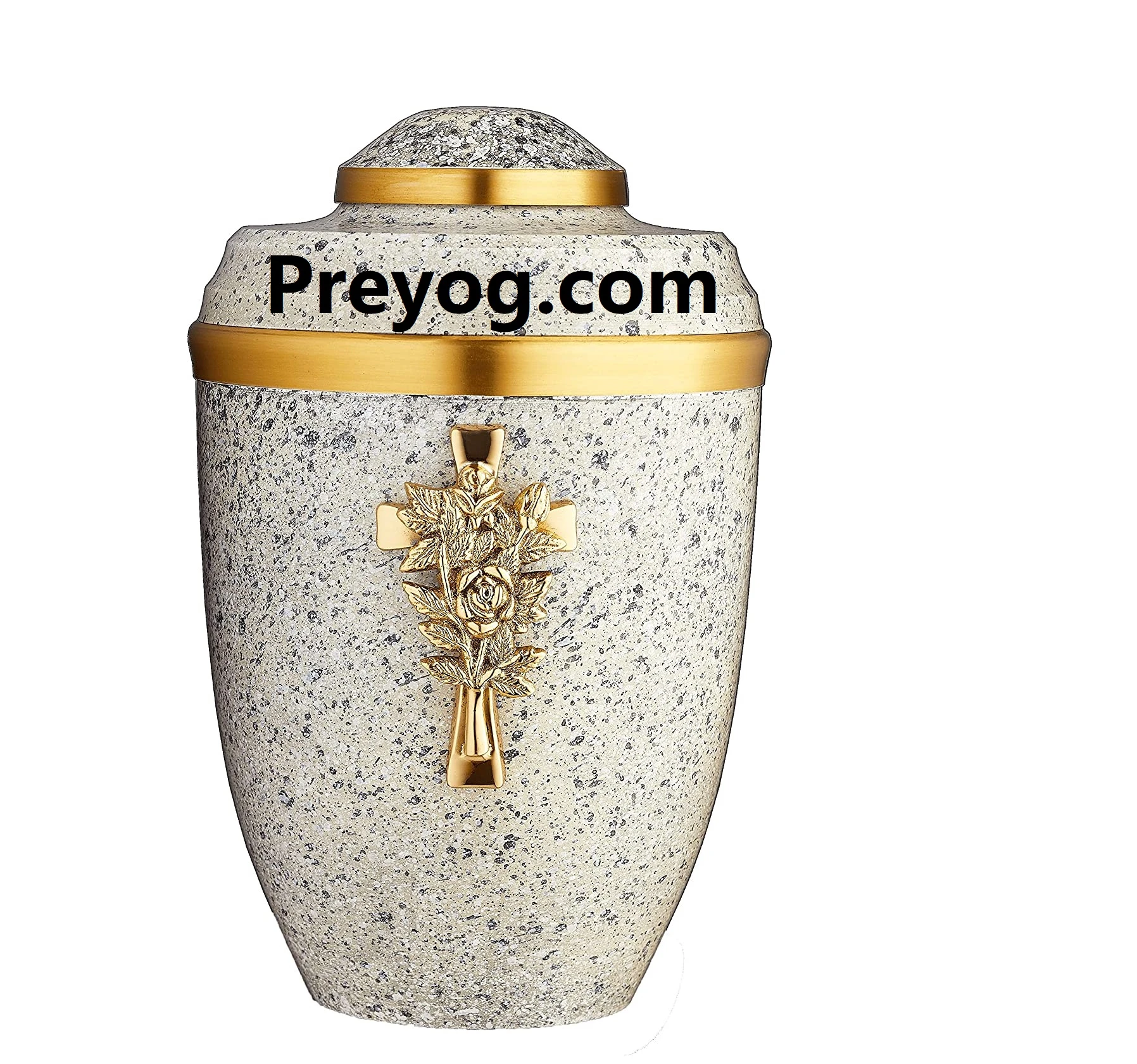 Preyog White Marble Brass European Cremation Urn / Urns