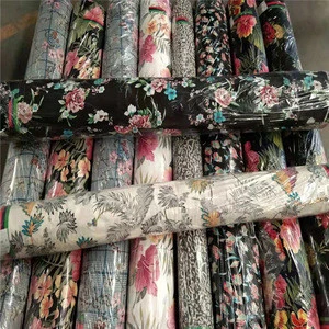 print 100 rayon challis  fabric for korea/Indonesia New Fashion woven stock lot rayon printed fabric factories stock lot