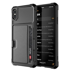 PU leather Back cover case Mobile phone credit card holder with magnetic car phone holder for iPhone 11 Pro Max XS
