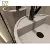 Pure Beige Circle Terrazzo Pedestal Bathroom Basin - Minimalist Natural Stone Vanity Countertop
