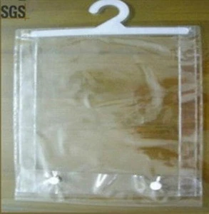 Pvc bag with hanger PP hook for clothing underwear packaging